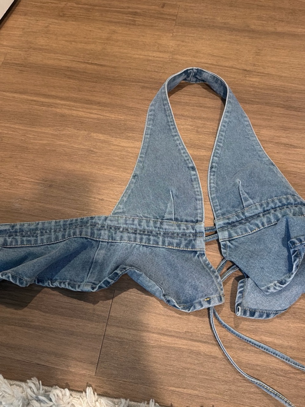 Women's Light Blue Denim Halter Jeans Top